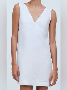 Madewell Ariana minidress 100% heavyweight linen deep V-neckline NWT XL